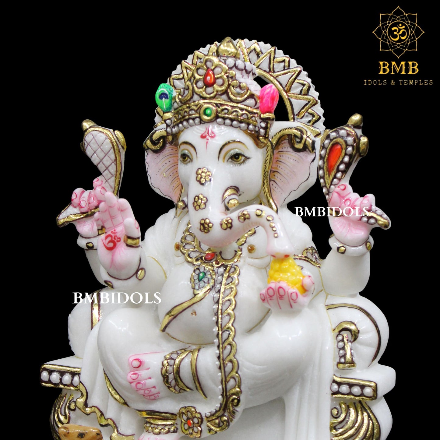 Marble Ganesh Bhagwan Murti made in Makrana Marble in 12inches