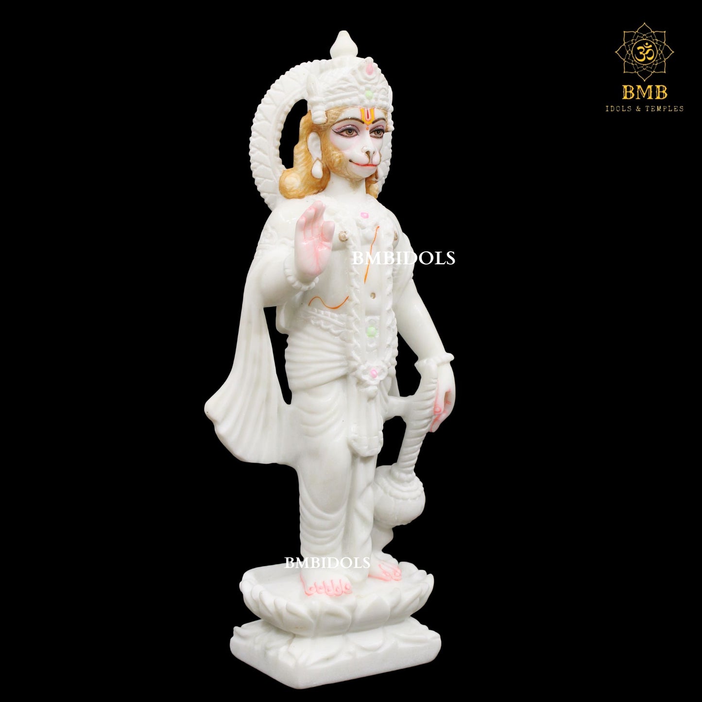 Ashirwad Marble Hanuman Statue in Standing Posture in Makrana Marble 15inches