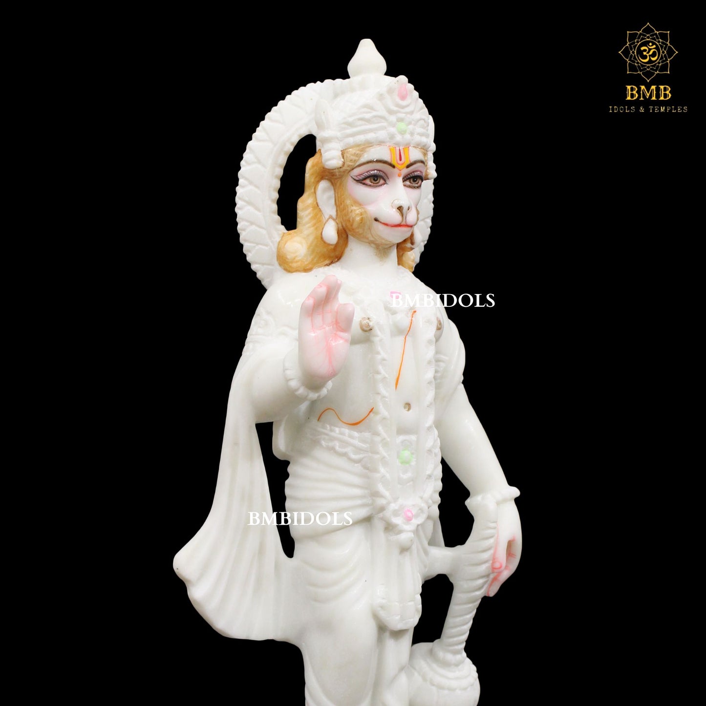 Ashirwad Marble Hanuman Statue in Standing Posture in Makrana Marble 15inches