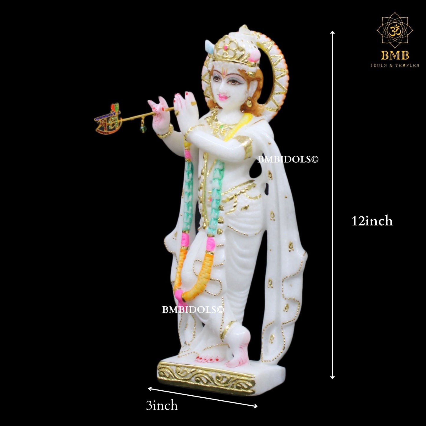 Marble Radha Krishna Murti made in Makrana Marble in 12inches