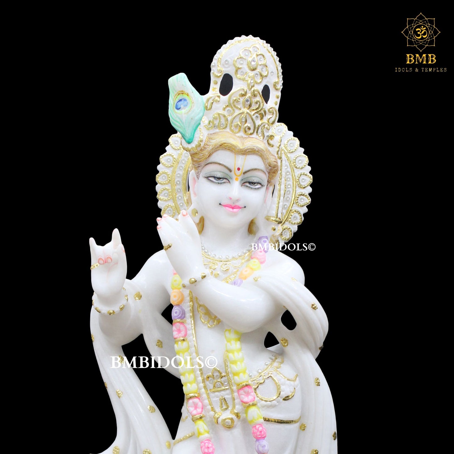 Marble Krishna Murti made in Makrana Marble in 24inches (2feet)