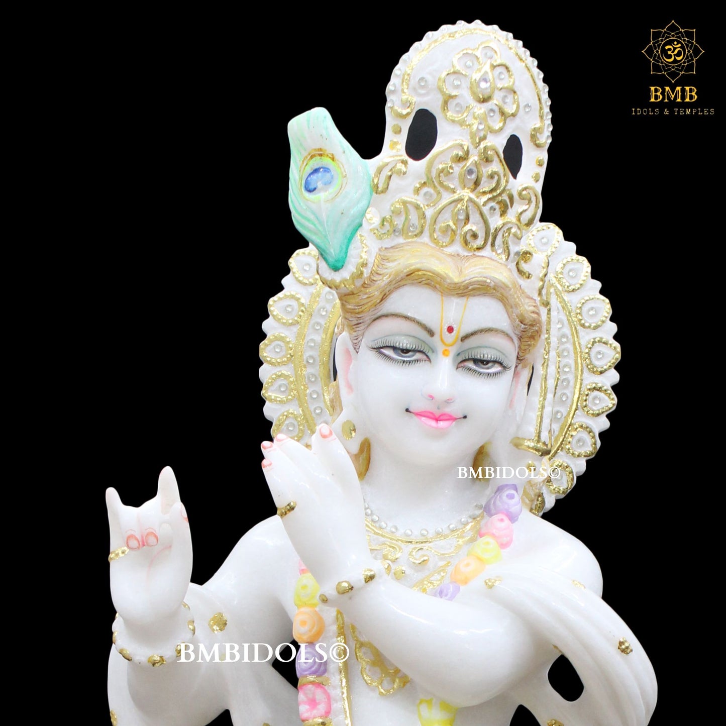 Marble Krishna Murti made in Makrana Marble in 24inches (2feet)