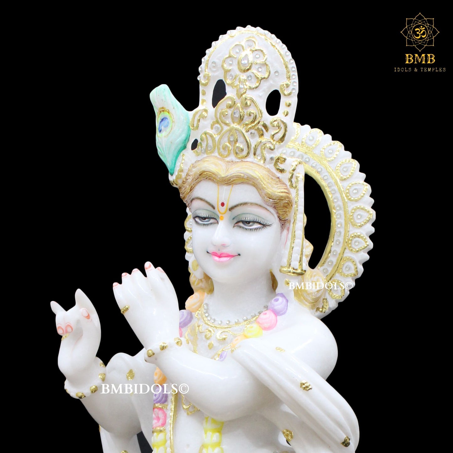 Marble Krishna Murti made in Makrana Marble in 24inches (2feet)