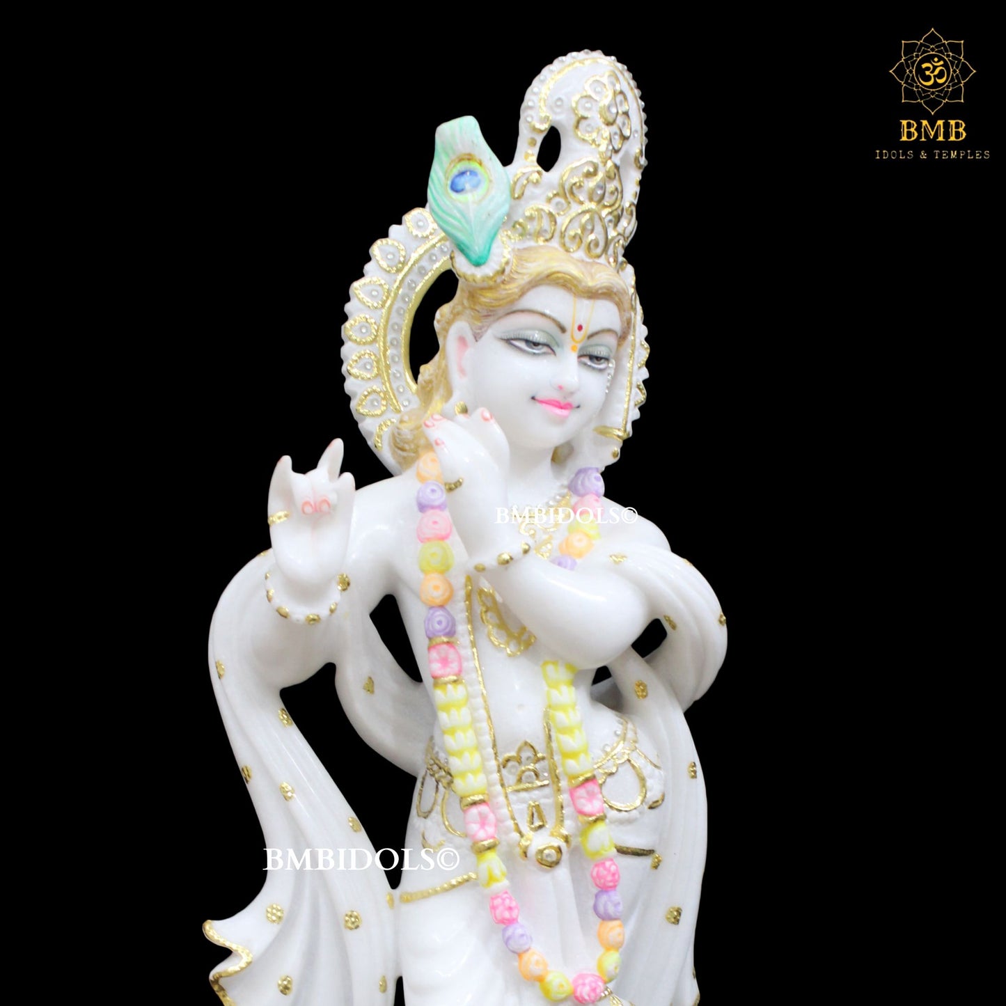 Marble Krishna Murti made in Makrana Marble in 24inches (2feet)
