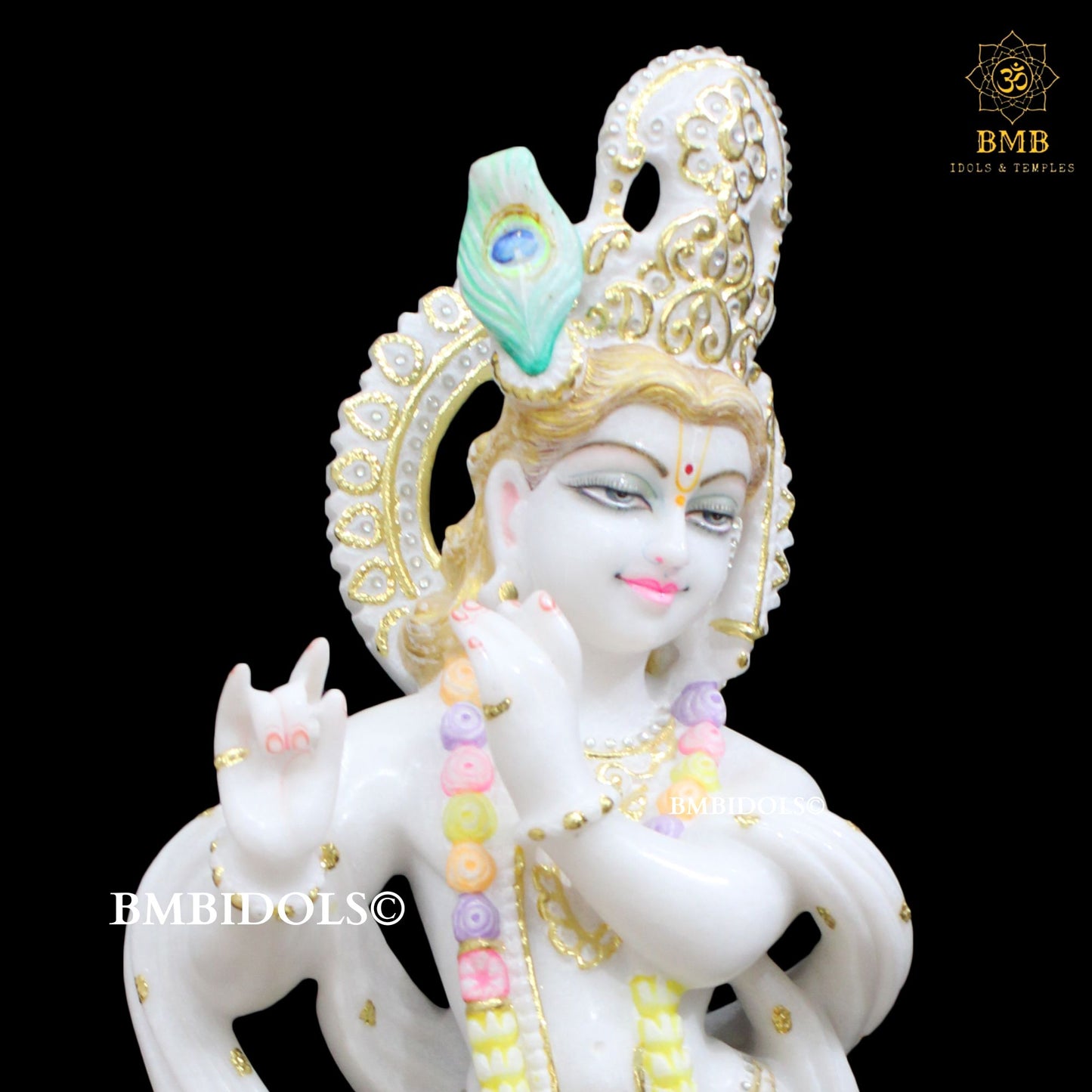 Marble Krishna Murti made in Makrana Marble in 24inches (2feet)