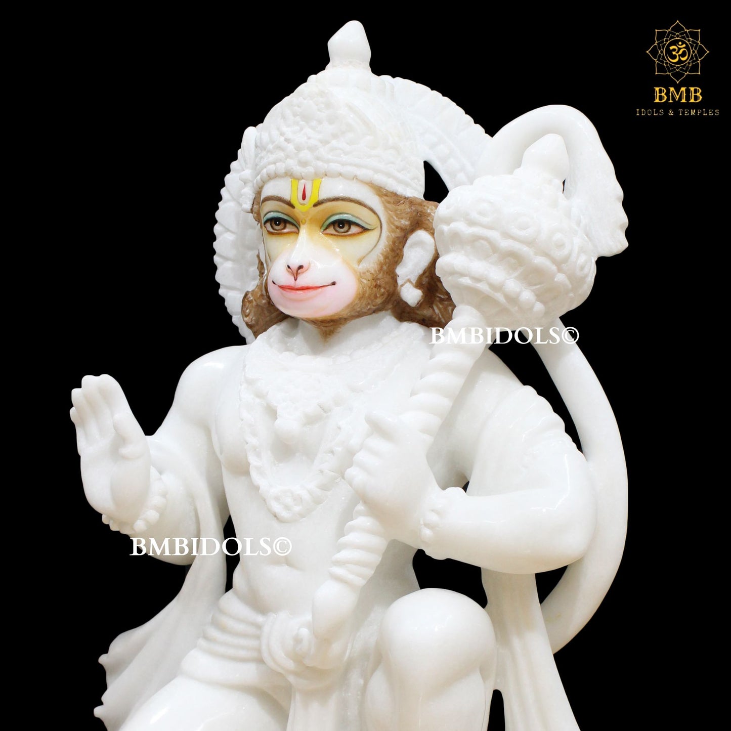 Marble Ashirwad Hanuman Statue made in 18inches for Homes and Temples