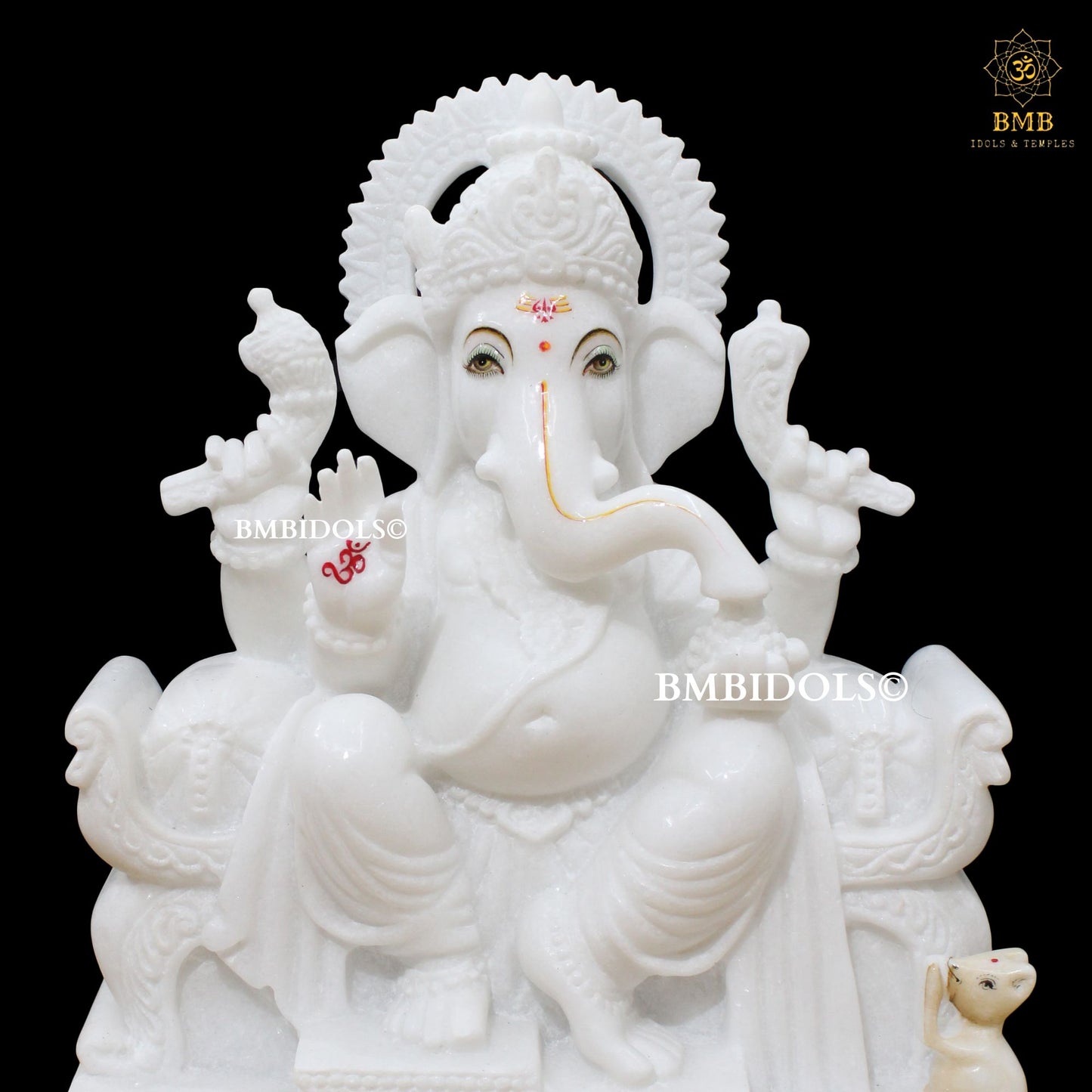 White Marble Ganesh Murti in 15inches for Homes & Temples