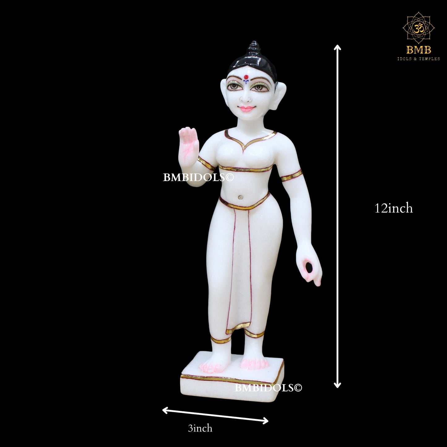Iskcon Radha Krishna Marble Statue in 12inches for Homes and Temples