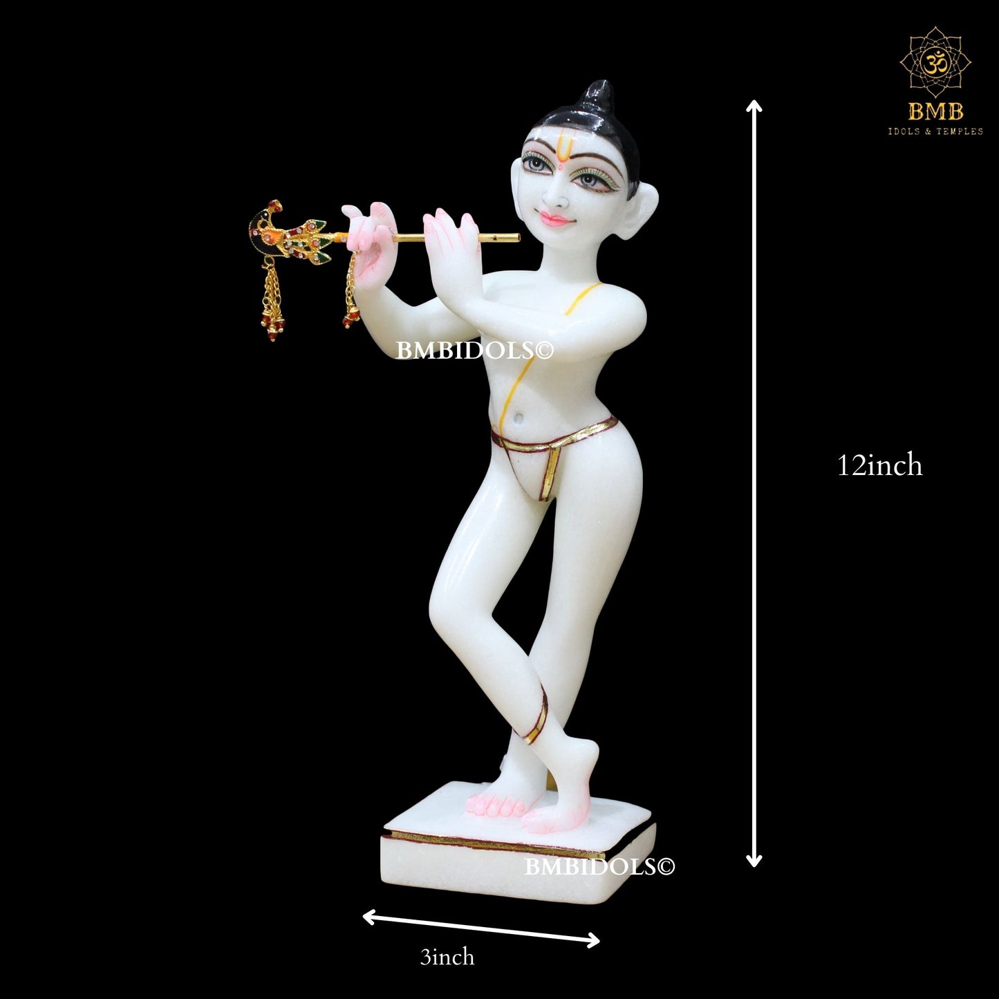 Iskcon Radha Krishna Marble Statue in 12inches for Homes and Temples
