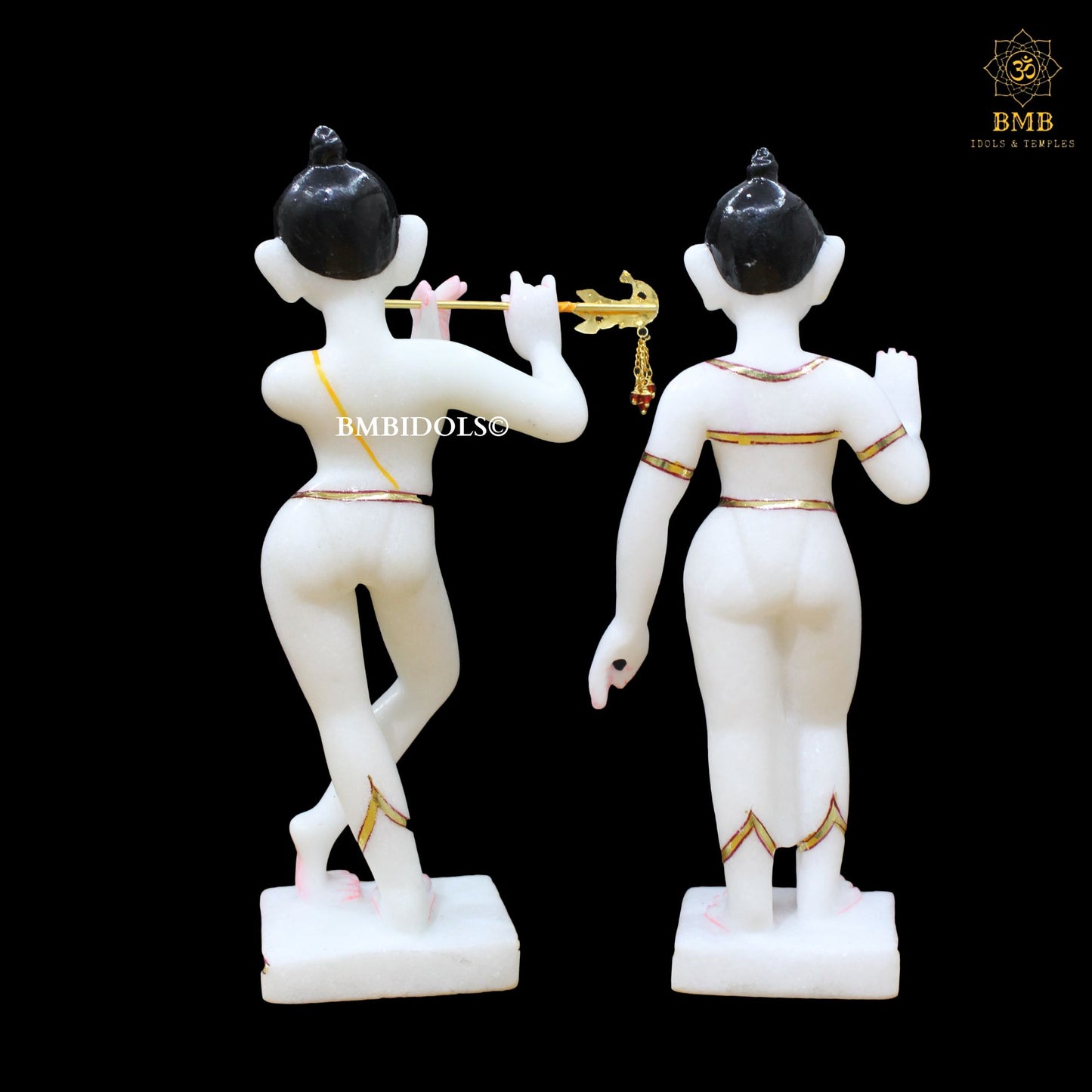Iskcon Radha Krishna Marble Statue in 12inches for Homes and Temples
