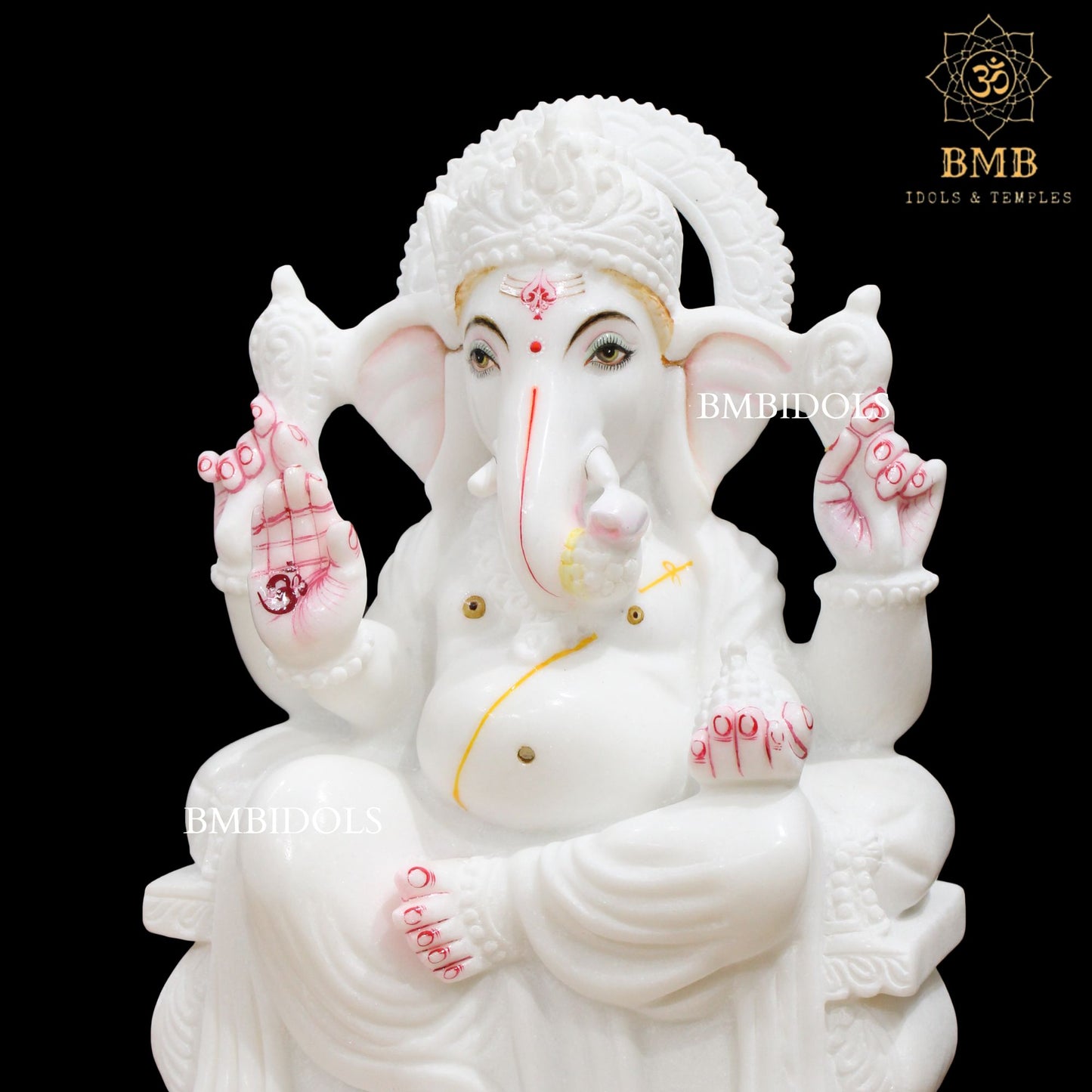 White Makrana Marble Ganesha Murti in 15inches