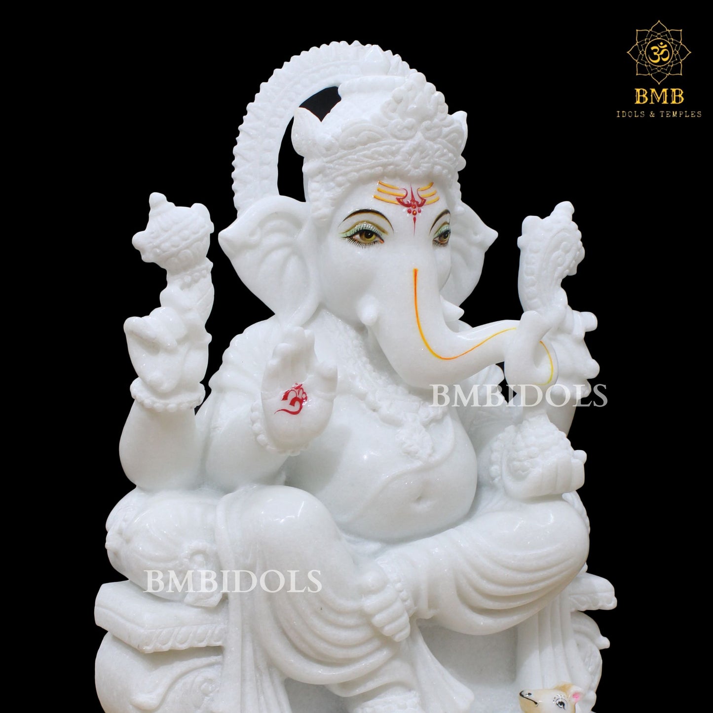 Marble Ganesh Statue made in 18inches for Homes and Temples, Ganpati Murti