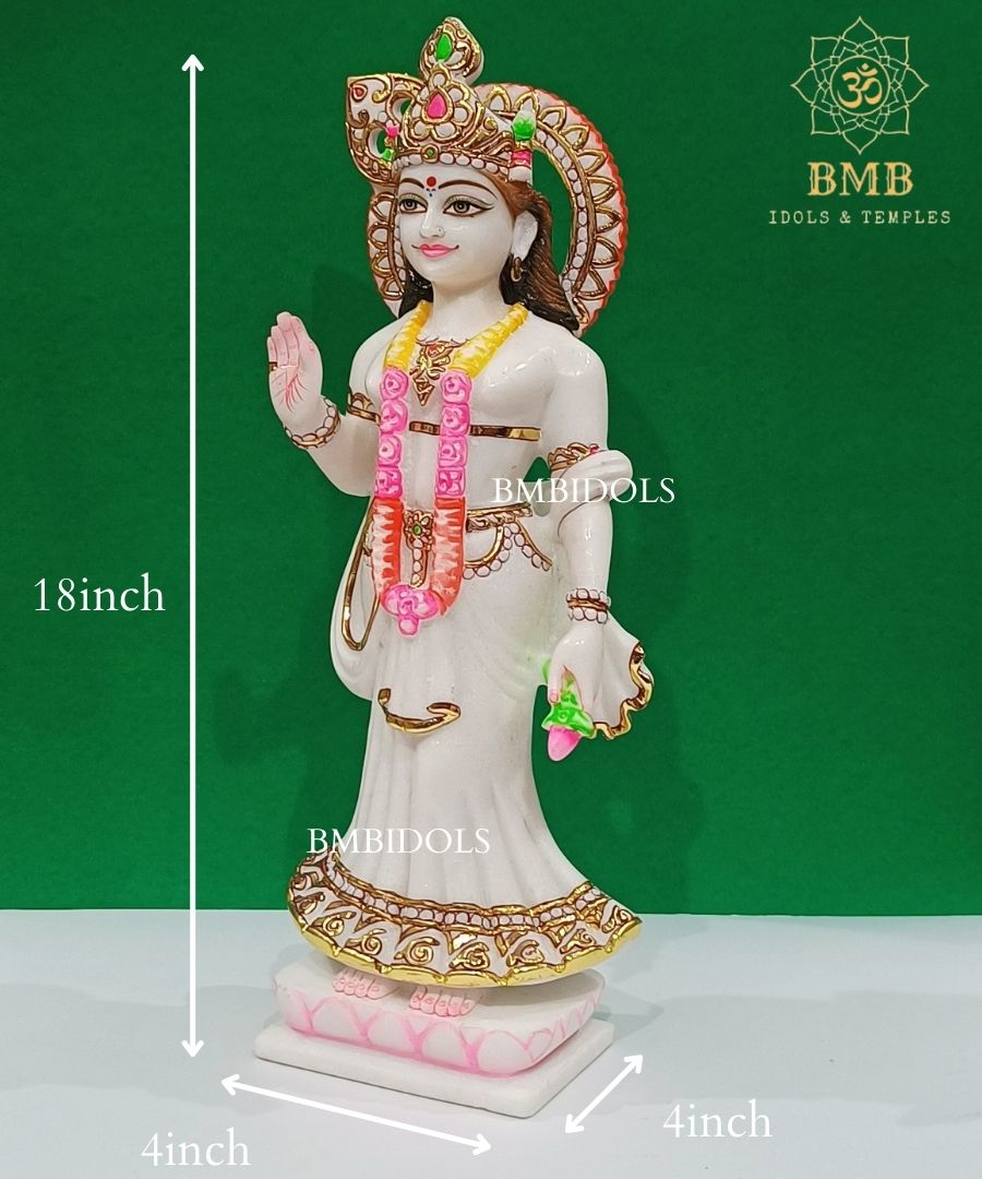 Double Feather Marble Radha Krishna Statue made in Makrana Marble in 18inches