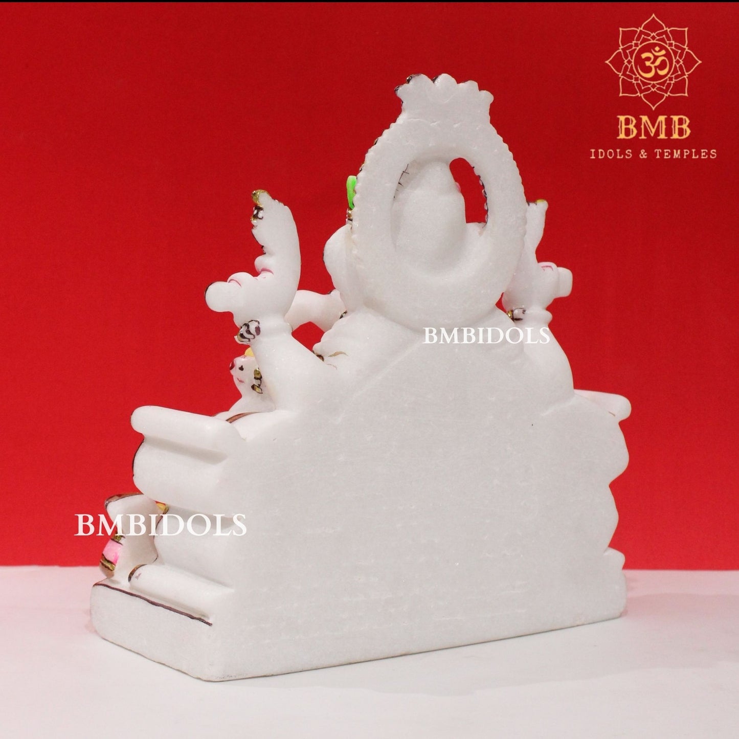 Marble Ganesh Murti sitting on Chowki made in Makrana Marble