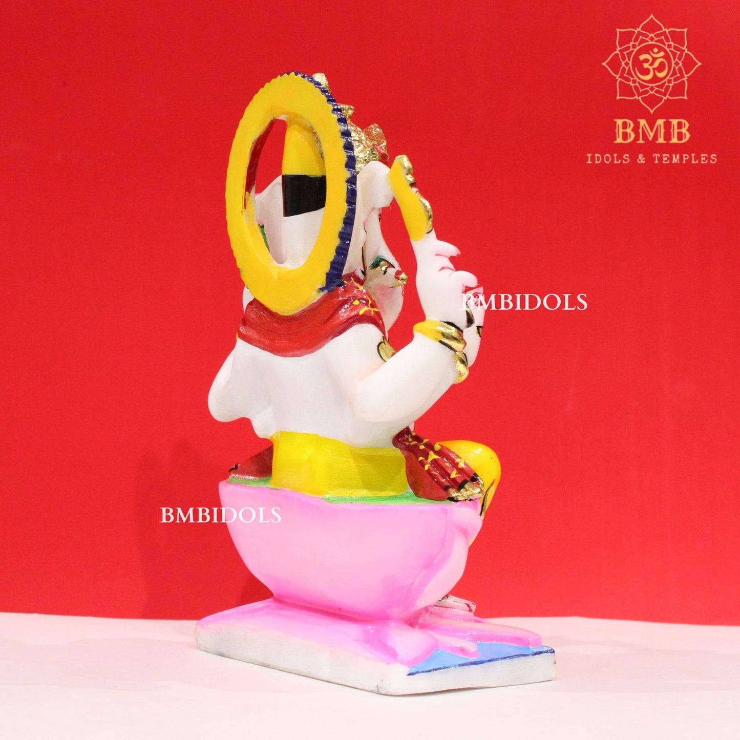 Marble Ganesh Statue in Makrana Marble with full Coloring