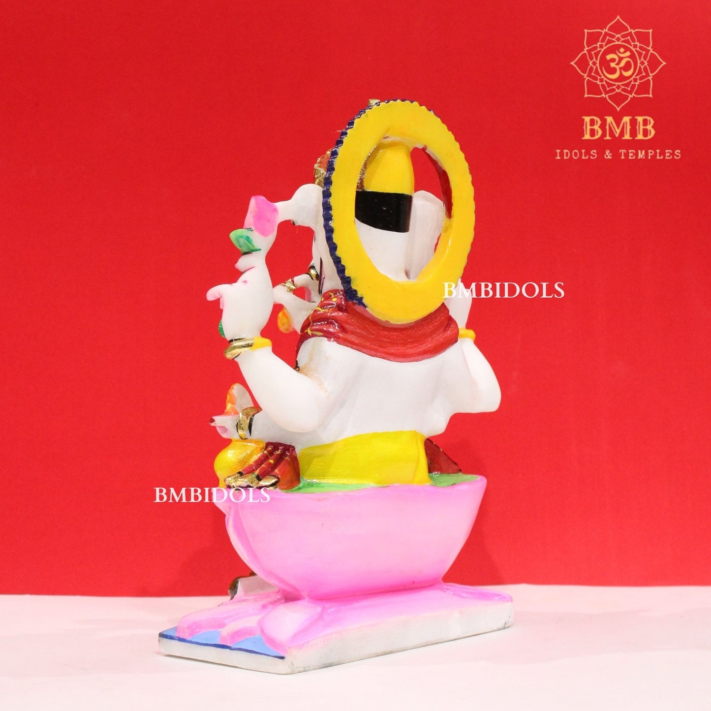 Marble Ganesh Statue in Makrana Marble with full Coloring