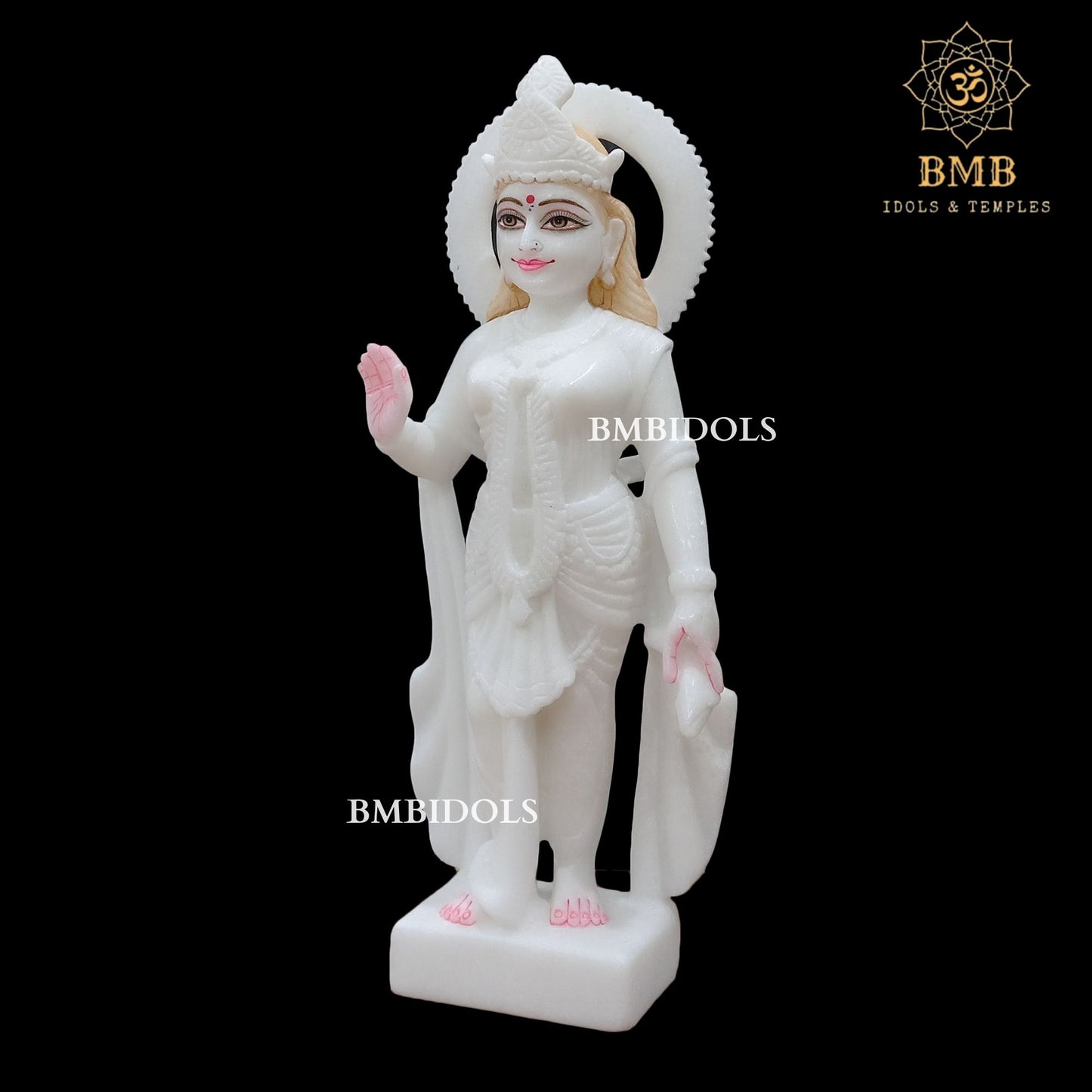 Makrana Marble Radha Krishna Statue in Full Whiteness in 15inch