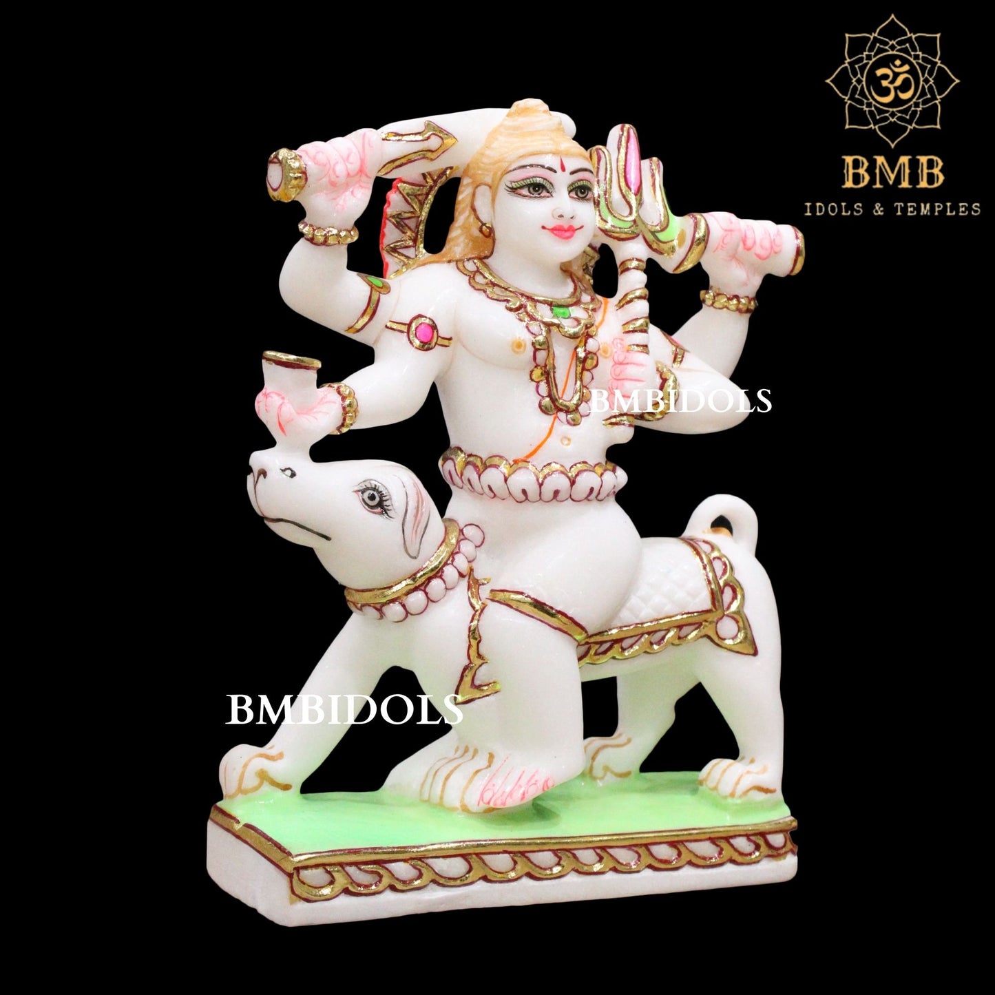 Marble Kal Bhairav Baba Murti made in Makrana Marble in 9inch