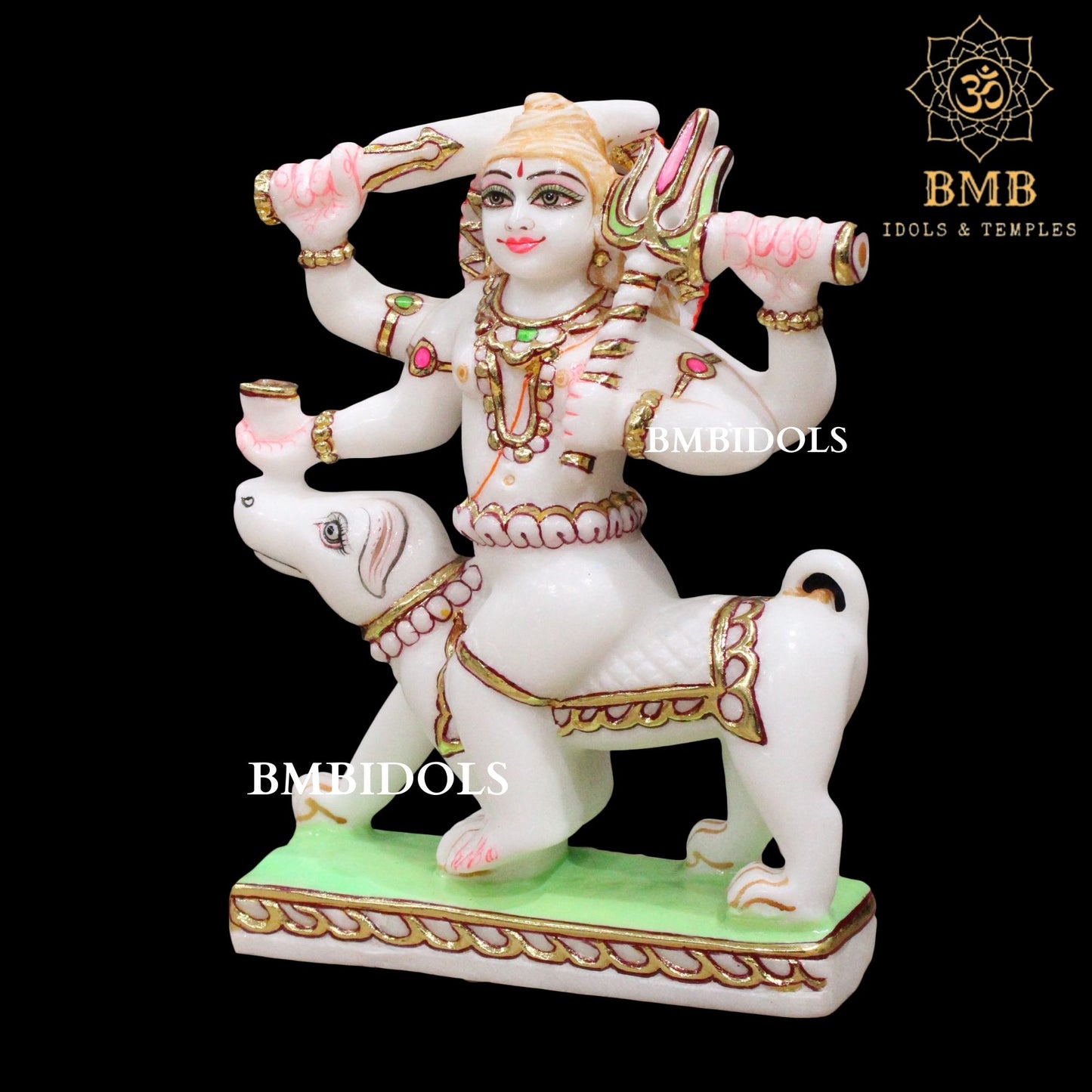 Marble Kal Bhairav Baba Murti made in Makrana Marble in 9inch