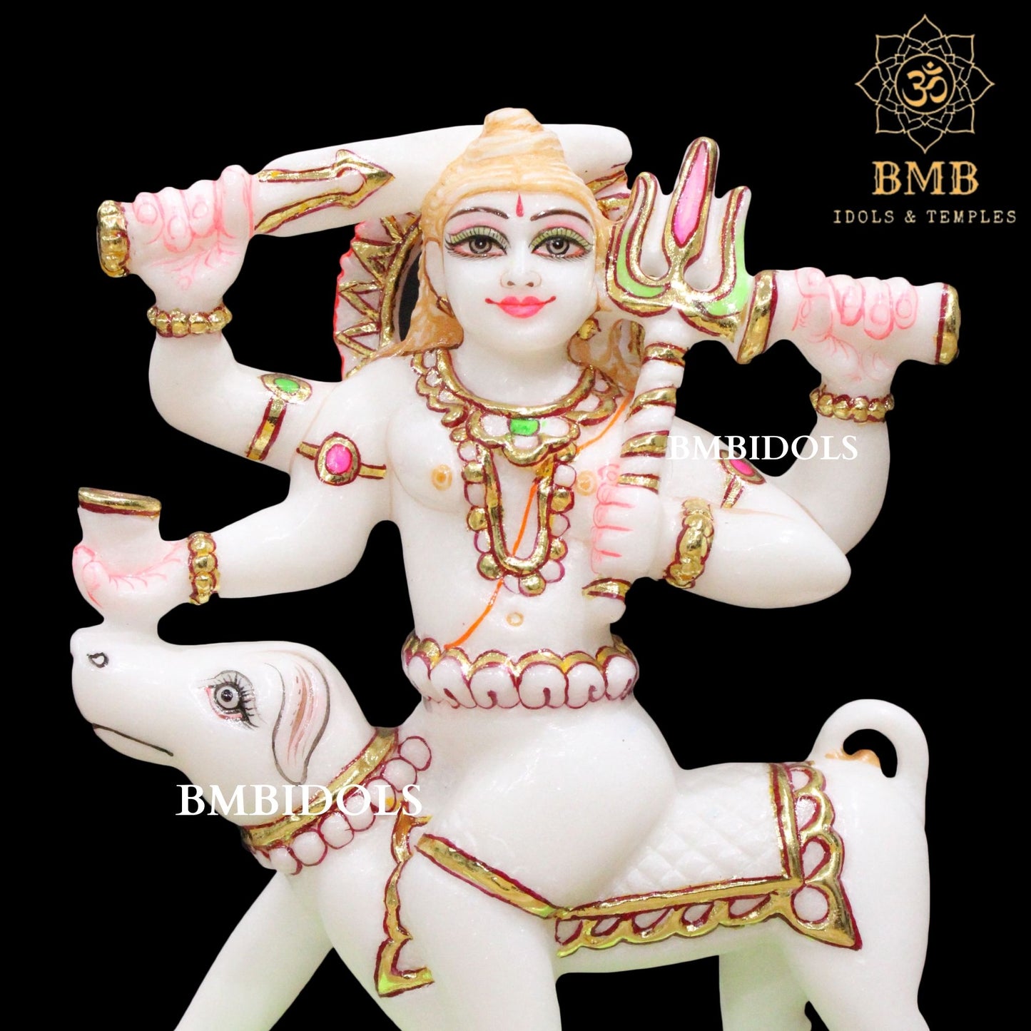 Marble Kal Bhairav Baba Murti made in Makrana Marble in 9inch