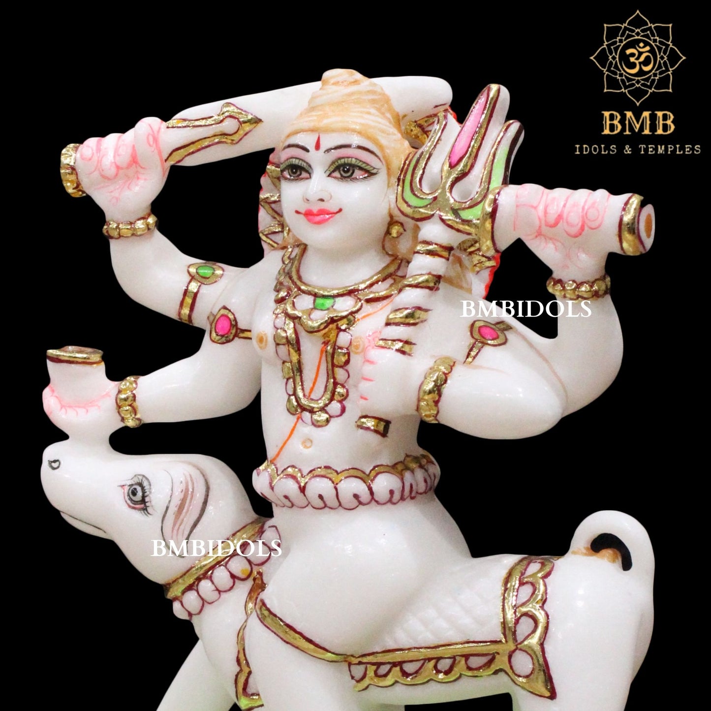 Marble Kal Bhairav Baba Murti made in Makrana Marble in 9inch