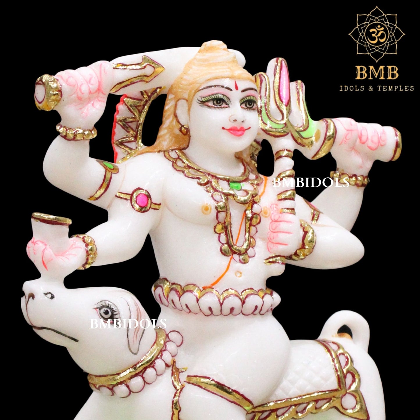 Marble Kal Bhairav Baba Murti made in Makrana Marble in 9inch