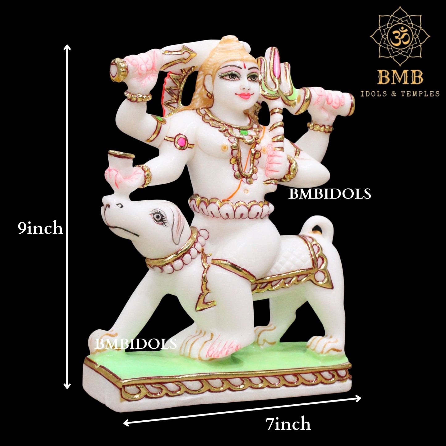 Marble Kal Bhairav Baba Murti made in Makrana Marble in 9inch