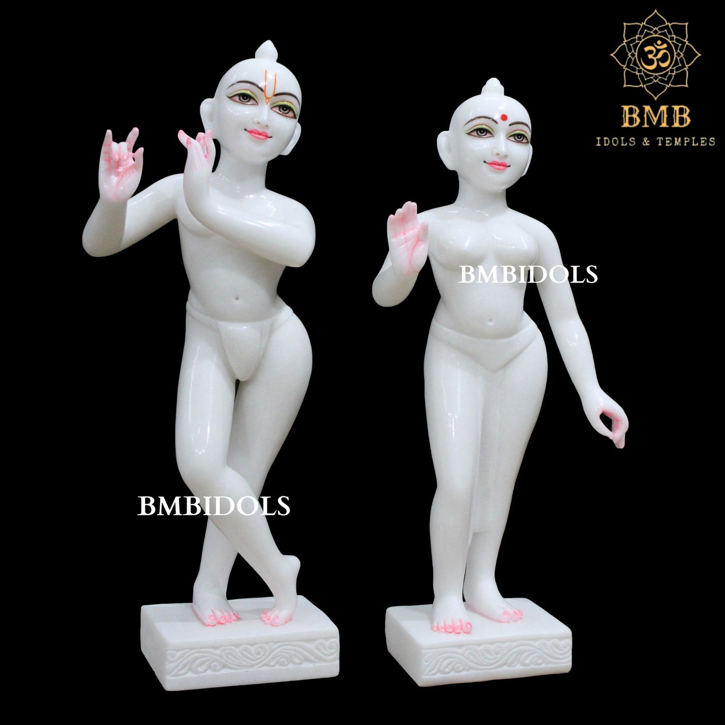 Marble Iskcon Radha Krishna Murti in 2feet made in Makrana Marble