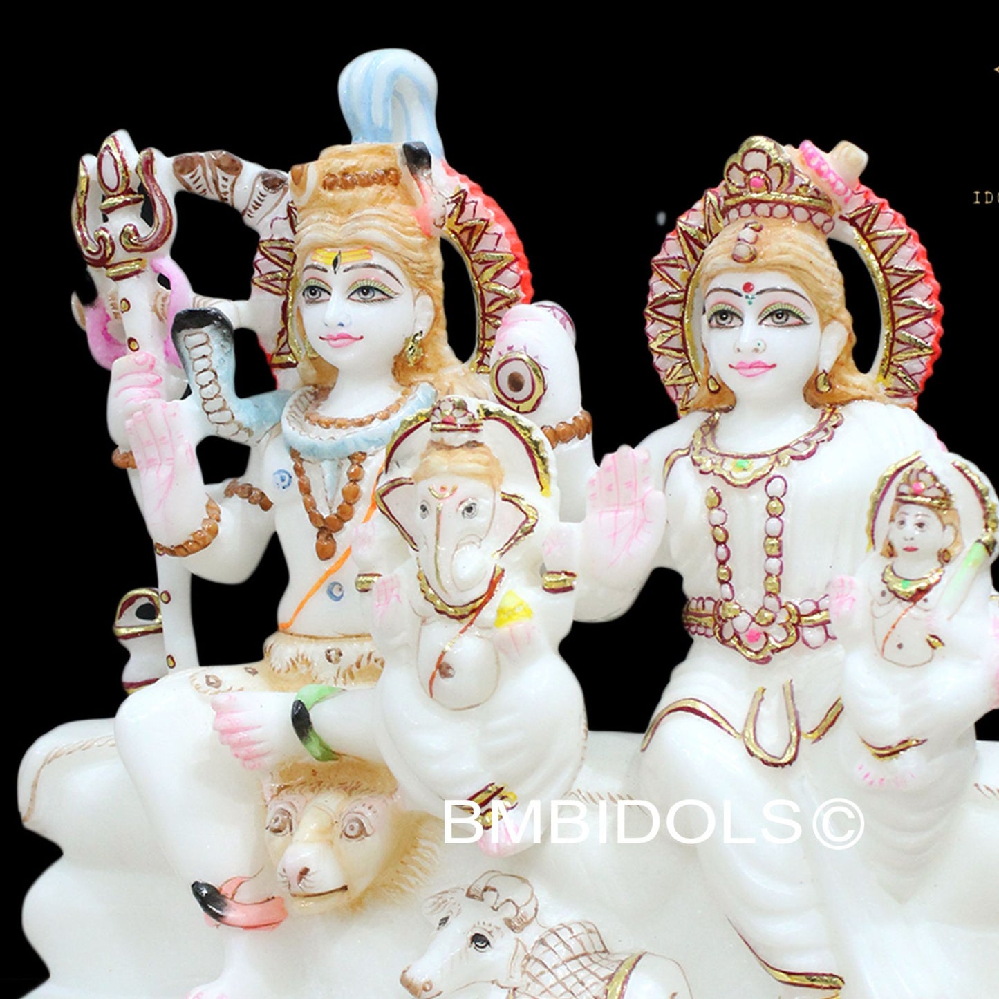Marble Shiv Parivar Murti with Ganesh Ji and Murugan For Home