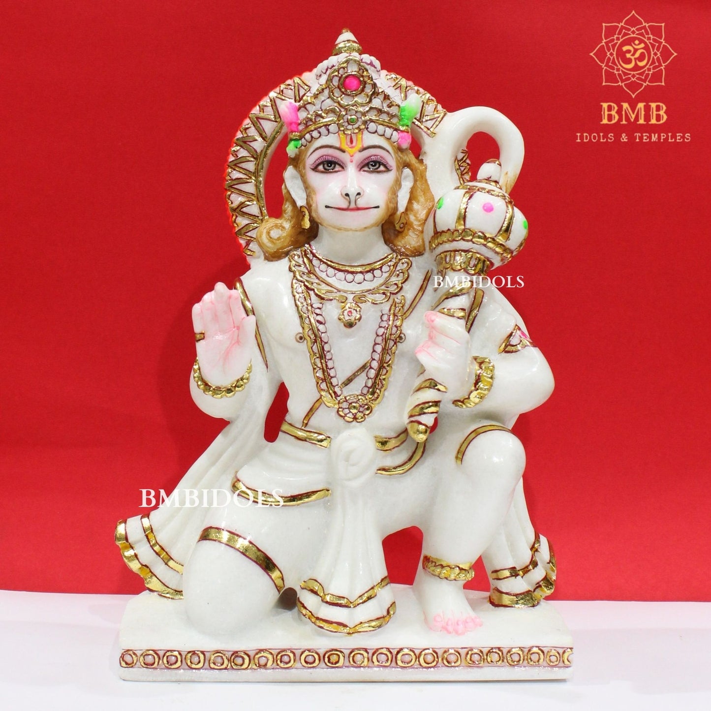 Marble Hanuman Murti in Makrana Marble 15inches ashirwad Posture