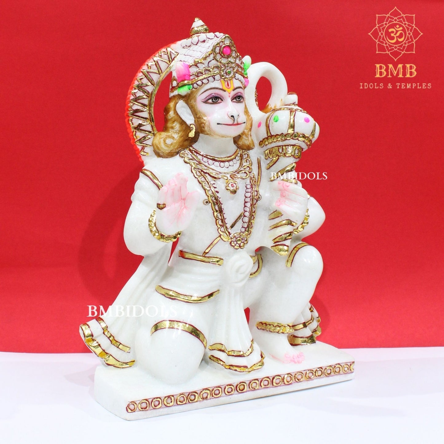 Marble Hanuman Murti in Makrana Marble 15inches ashirwad Posture