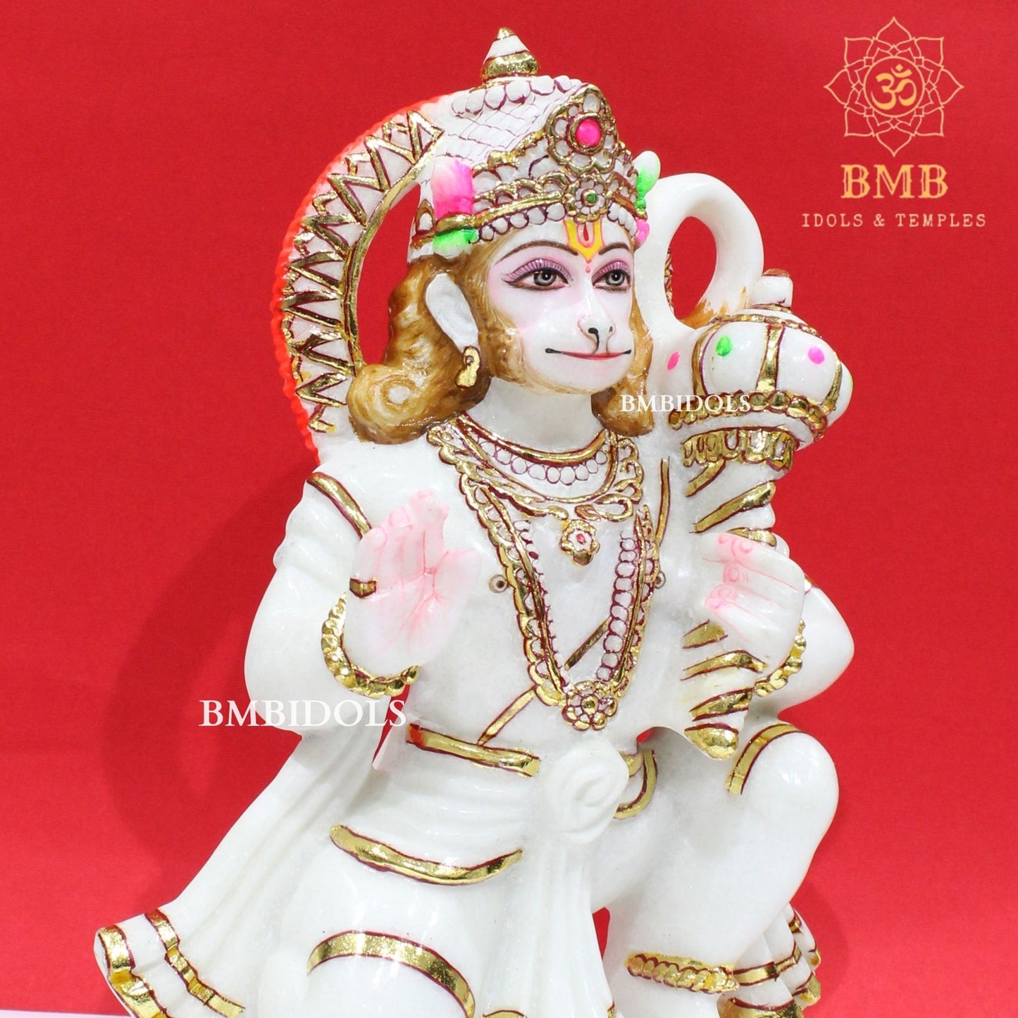 Marble Hanuman Murti in Makrana Marble 15inches ashirwad Posture