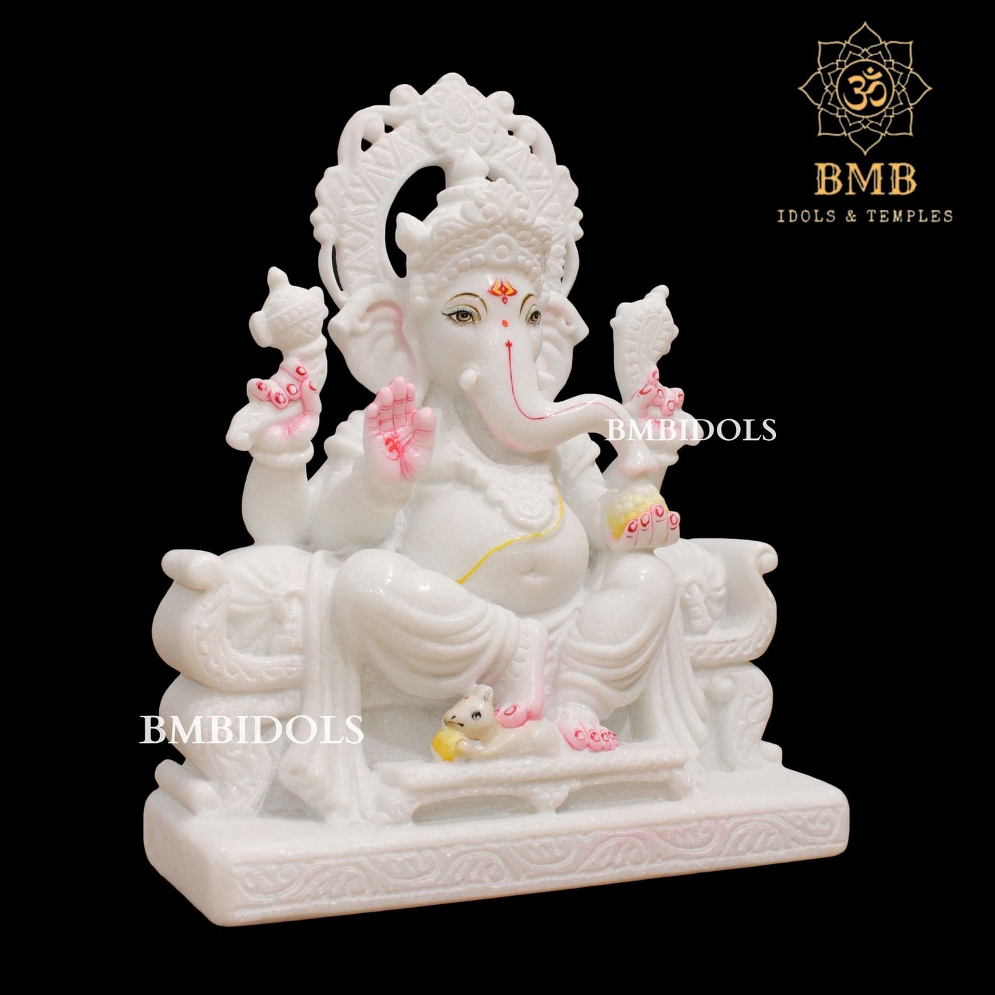 White Marble Ganesh Statue in 15inches for Homes in Makrana Marble