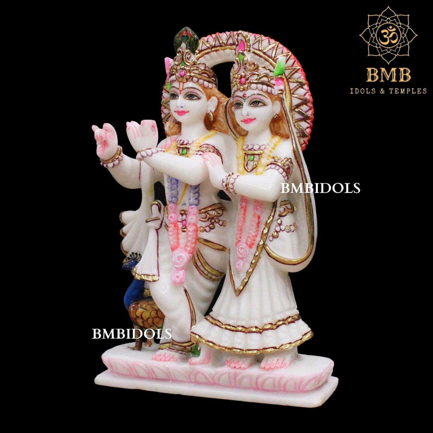 White Marble Jugal Radha Krishna Statue in 12inches Makrana Marble