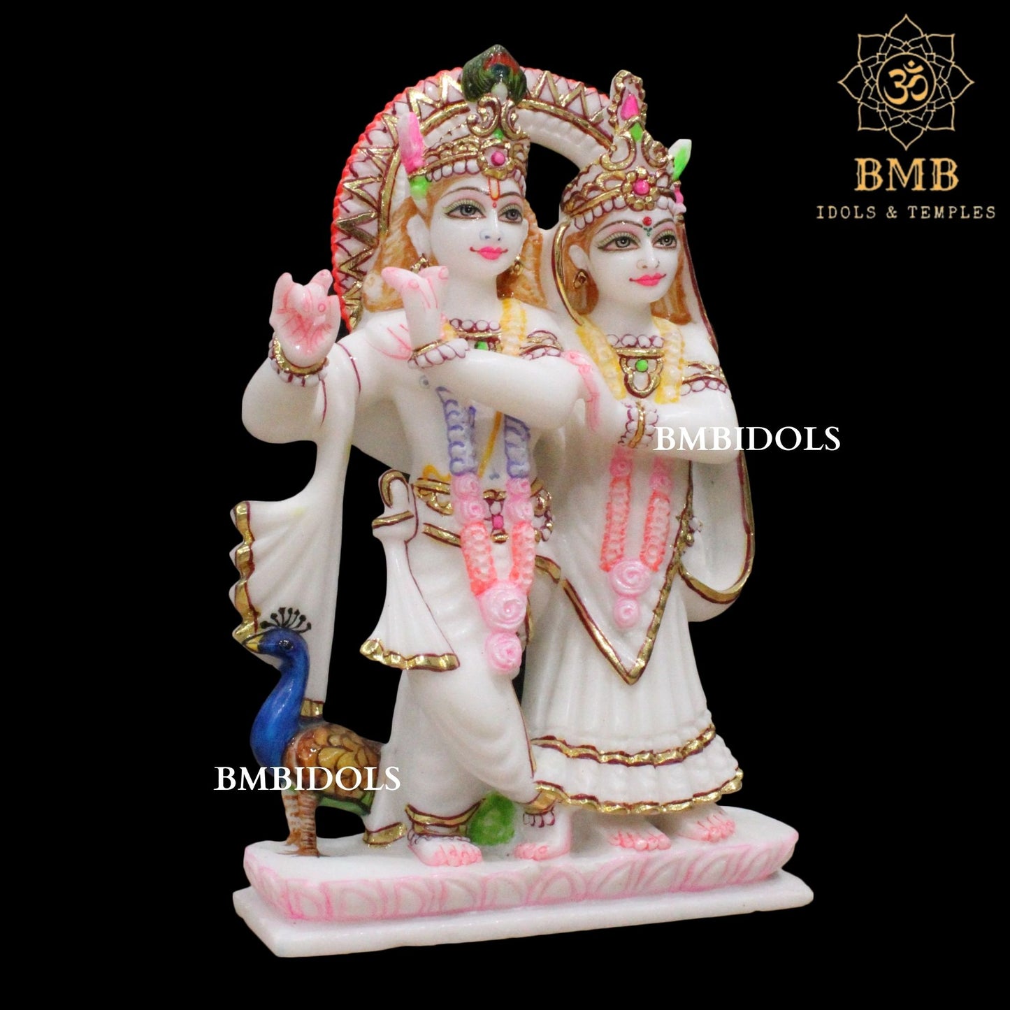 White Marble Jugal Radha Krishna Statue in 12inches Makrana Marble