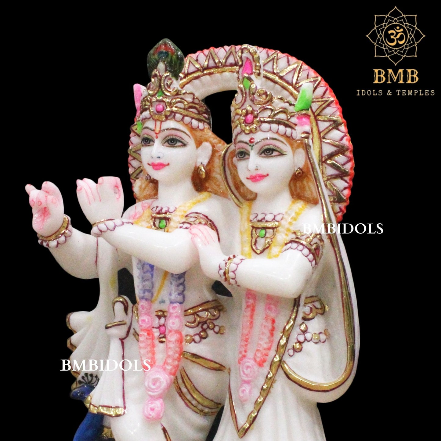 White Marble Jugal Radha Krishna Statue in 12inches Makrana Marble