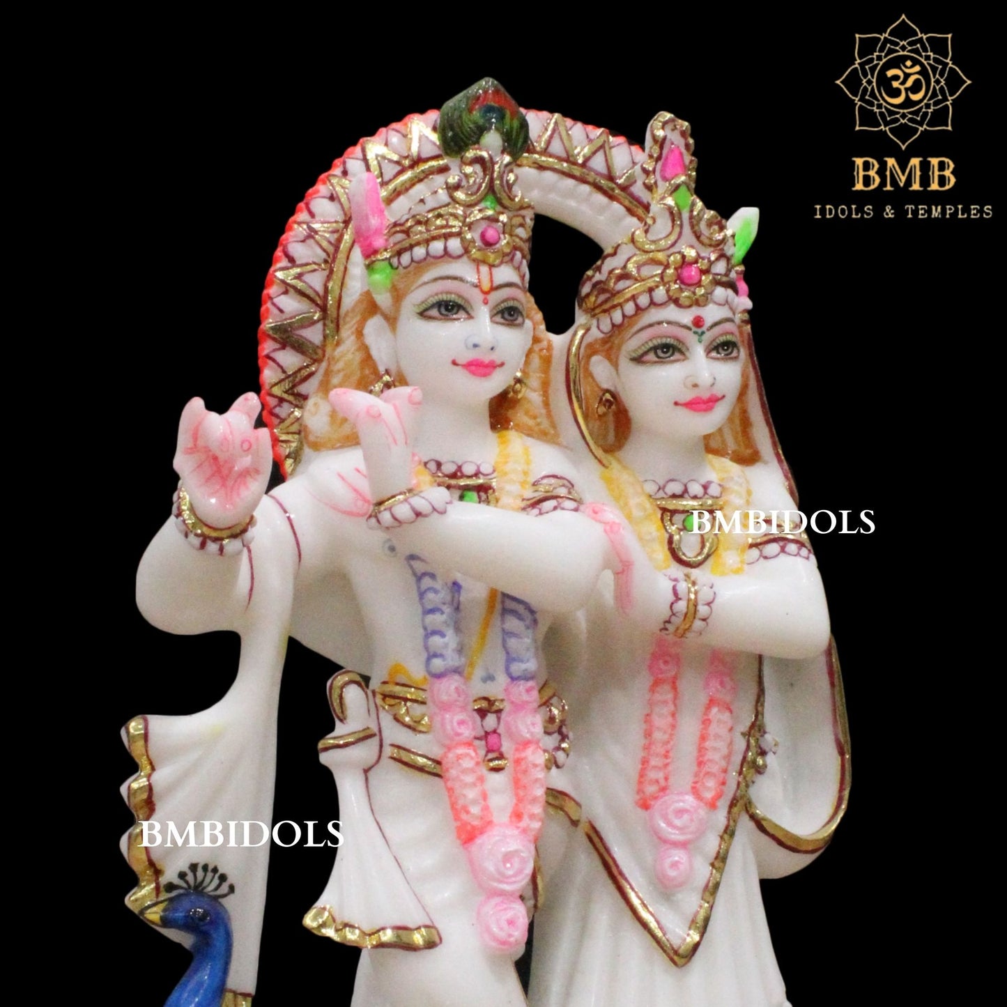White Marble Jugal Radha Krishna Statue in 12inches Makrana Marble