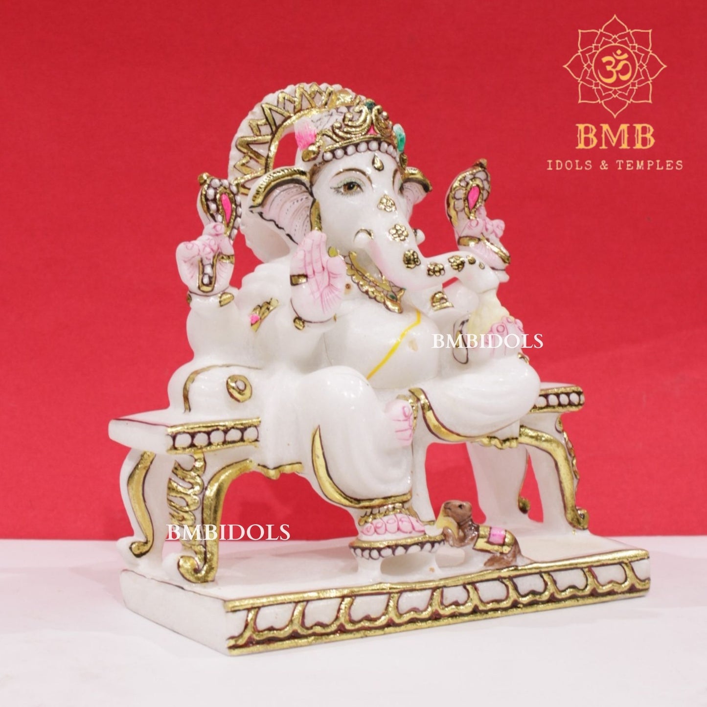 Marble Ganesh Murti in Makrana Marble in 9inches for Homes