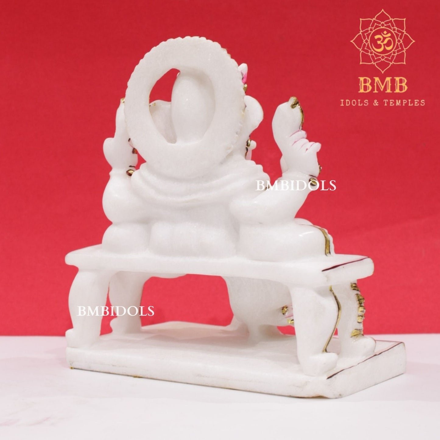 Marble Ganesh Murti in Makrana Marble in 9inches for Homes