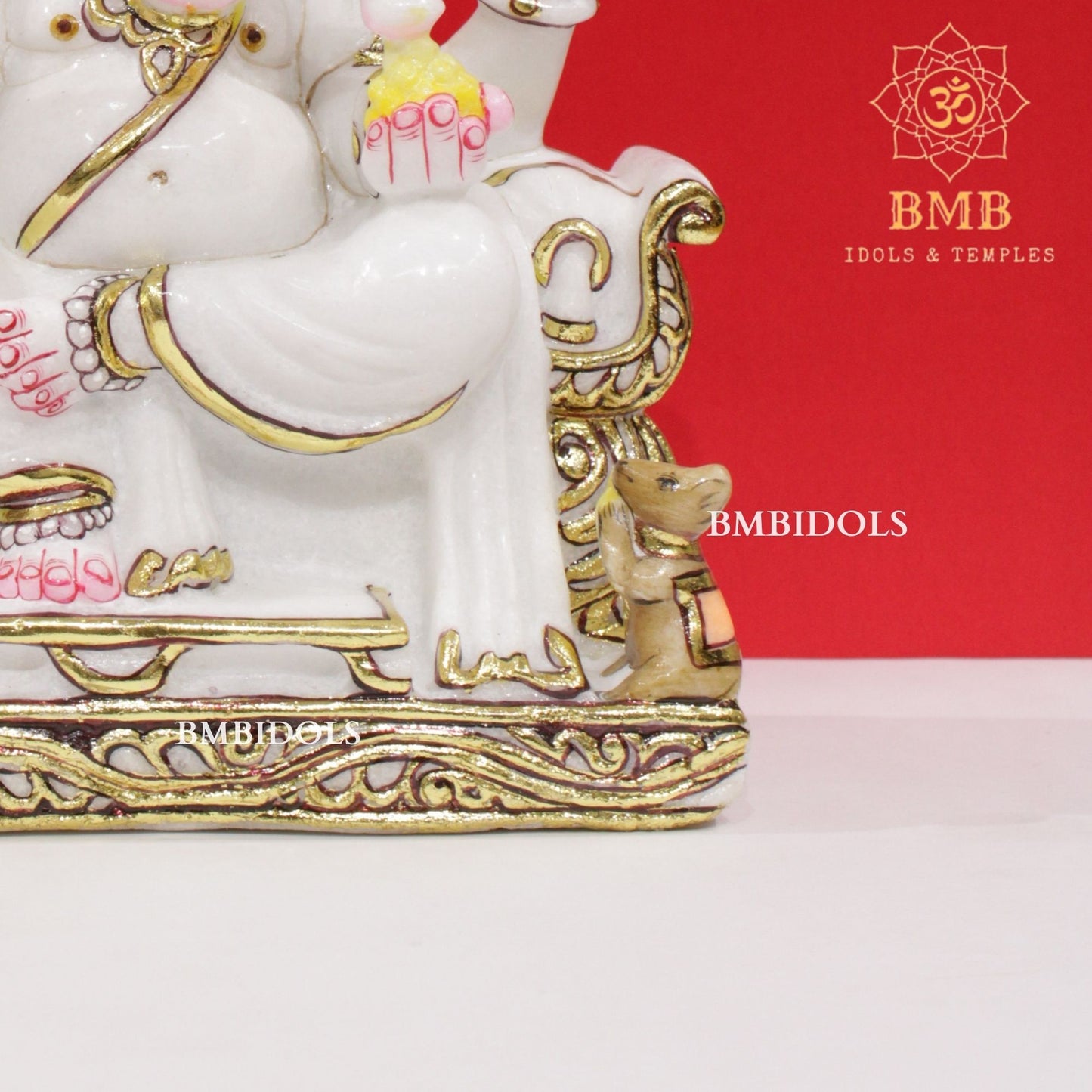Marble Ganesh Murti in Makrana Marble in 12inches for Homes