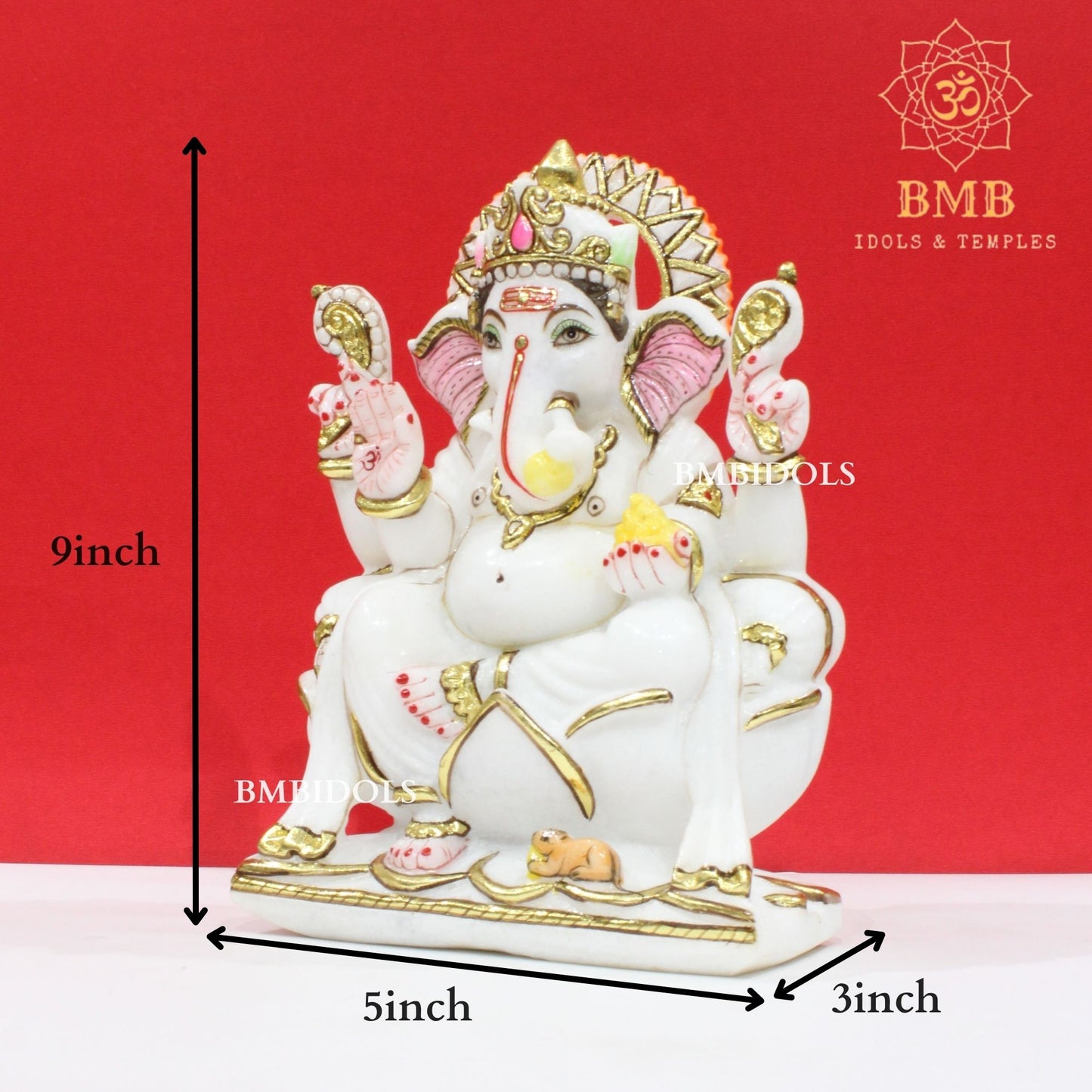 Marble Ganpati Statue made in Vietnam Marble in 9inch