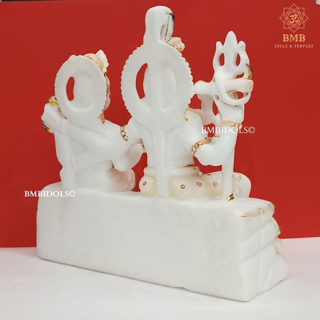 Marble Shiv Parivar with Family made in white Natural Makrana Marble