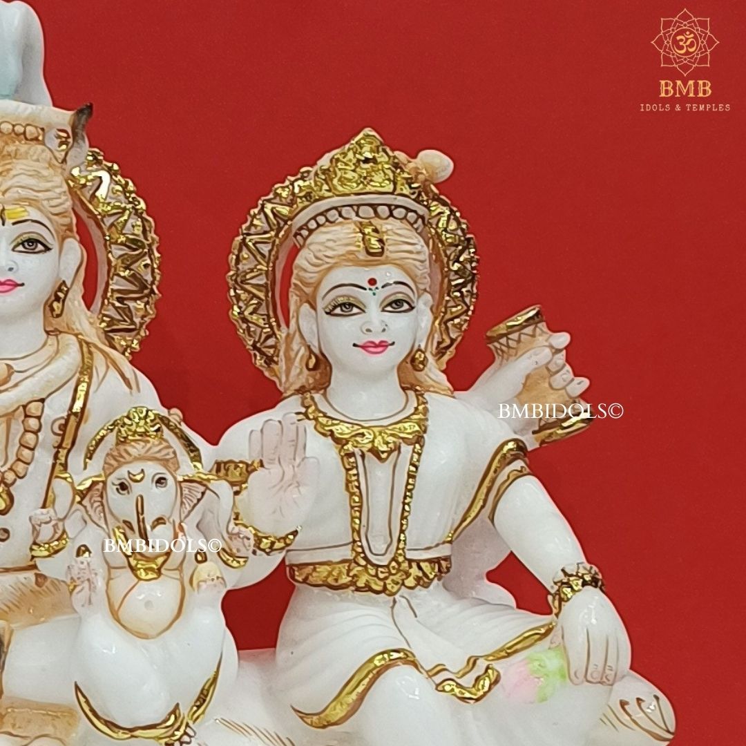 Marble Shiv Parivar with Family made in white Natural Makrana Marble