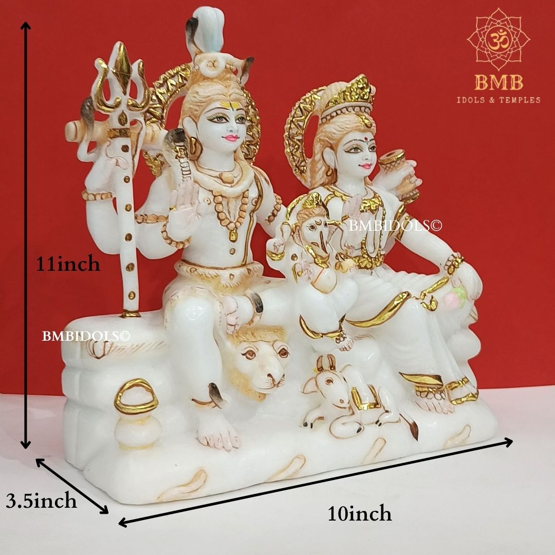 Marble Shiv Parivar with Family made in white Natural Makrana Marble
