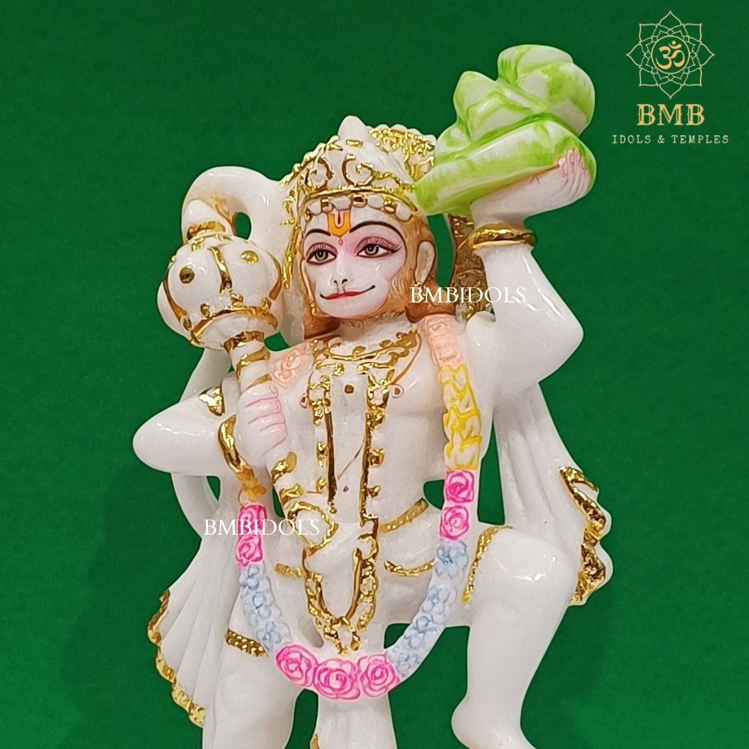 Marble Hanuman Statue made in Makrana Marble in 12inches