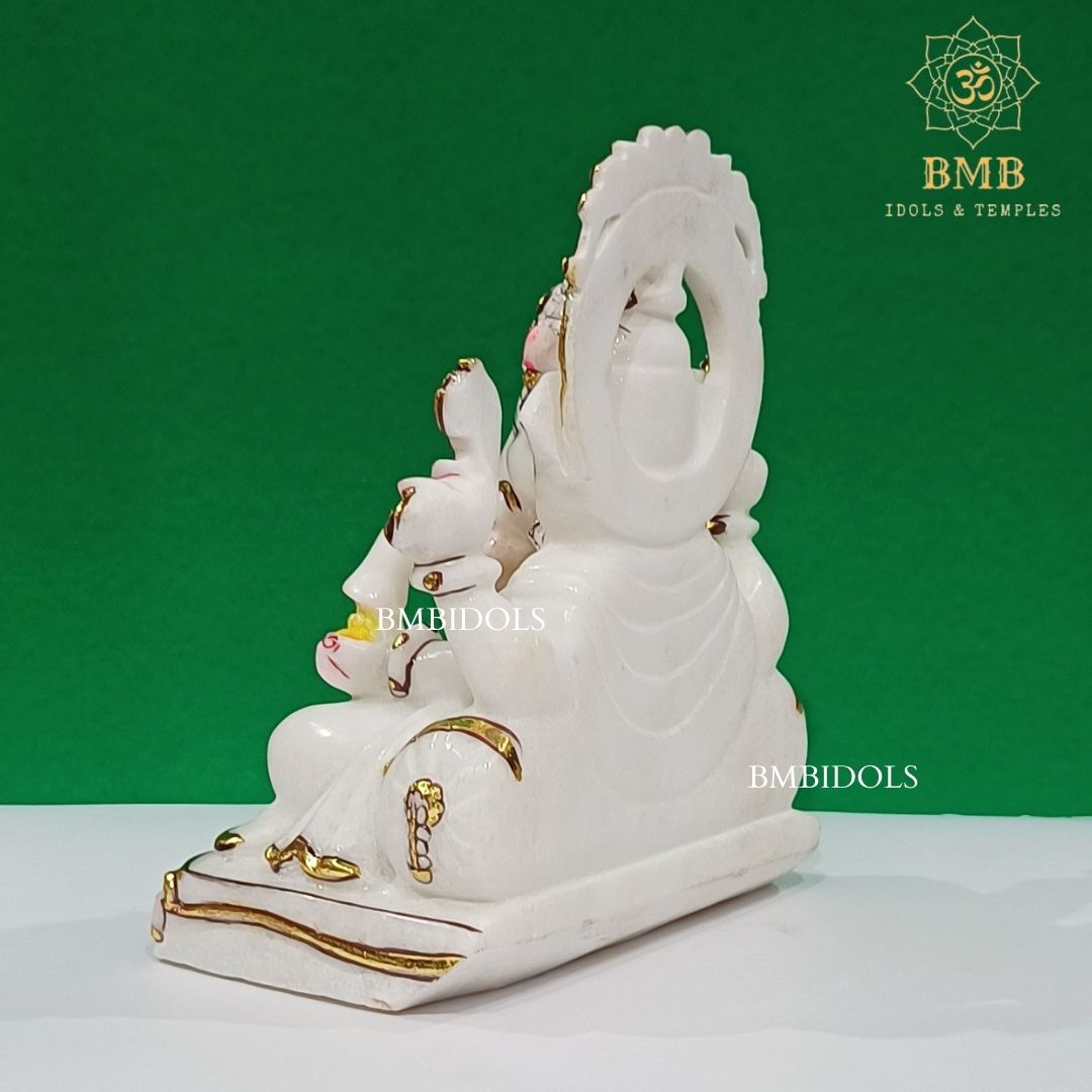Marble Ganesh Murti made in Makrana white Marble in 9inches