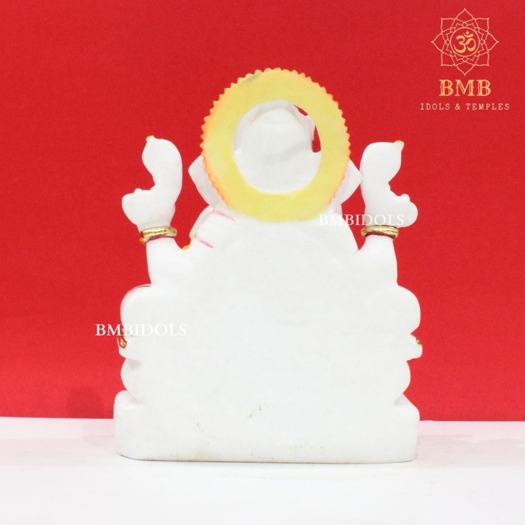 Marble Ganesh Murti made in Pure White Makrana Marble in 9inches