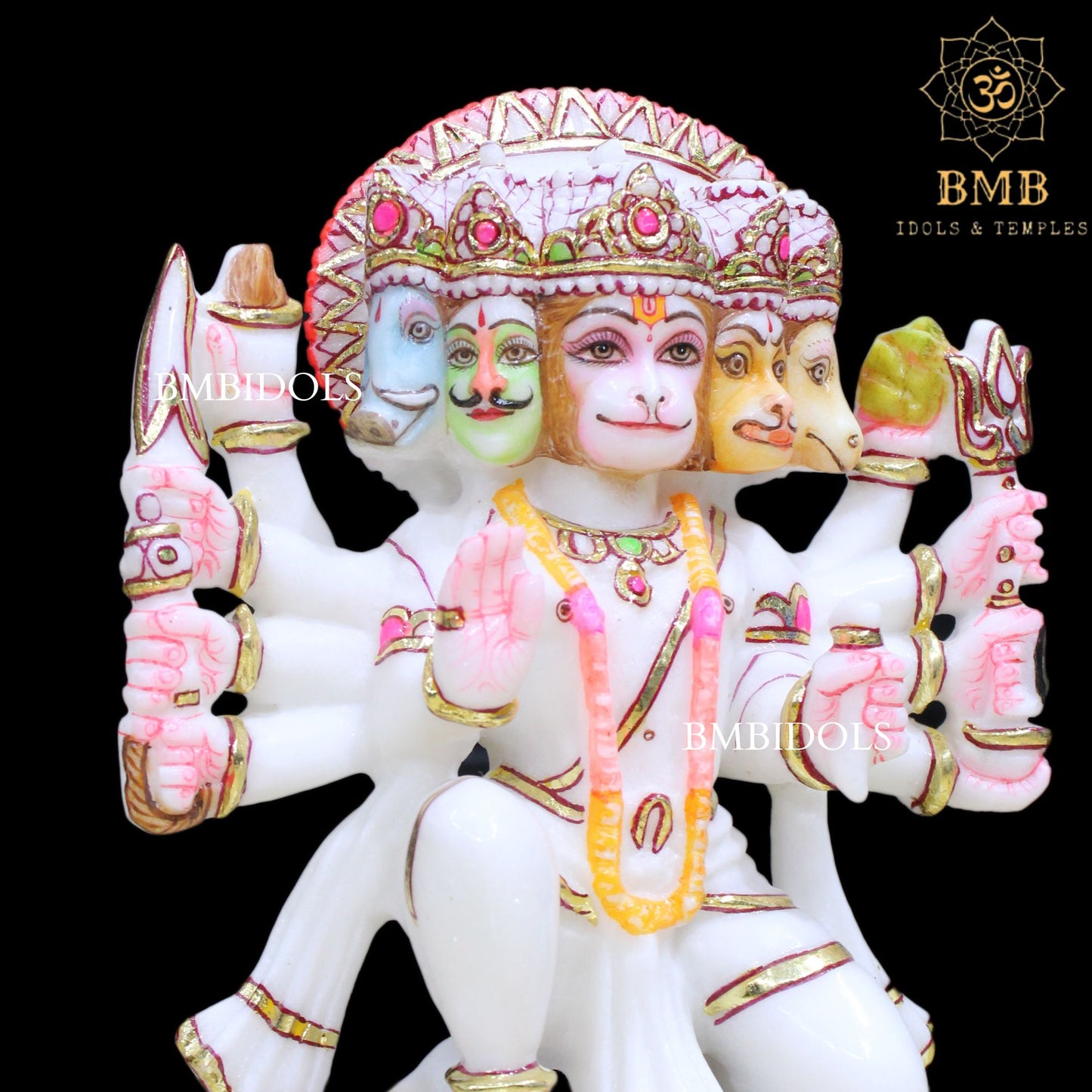 Small Marble Panchmukhi Hanuman Murti in 10nches in Makrana Marble