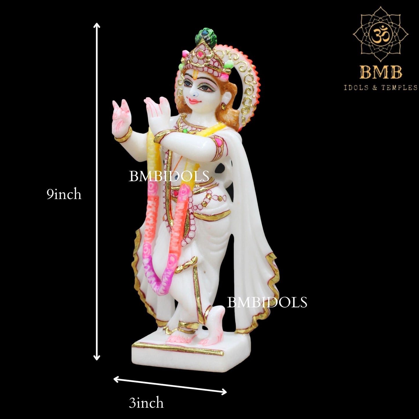 9inches Marble Krishna Statue