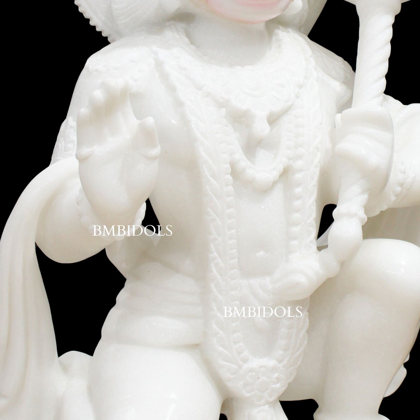 2feet Marble Hanuman Statue in Ashirwad Posture in Makrana Marble